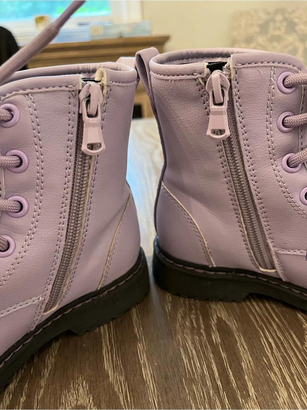 Stelle Lilac Tough Stuff Girls Combat Boots with Bead Accents